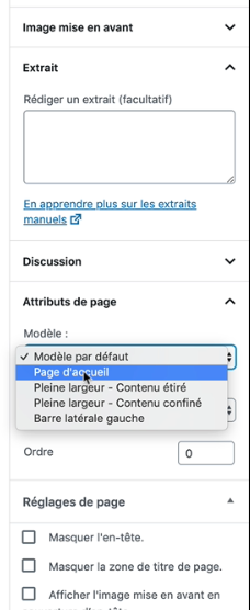 Réglage page d'accueil OnPress